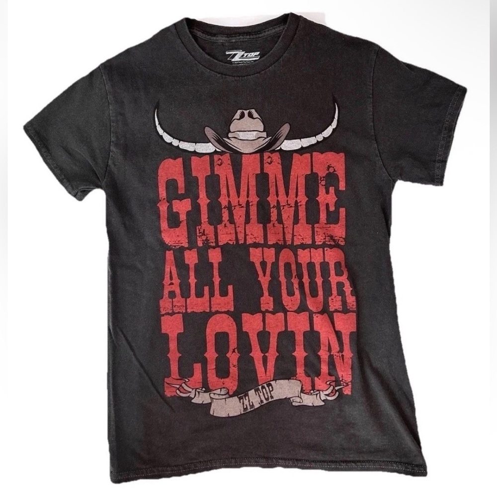 ZZ Top ‘Gimme All Your Lovin’ Western Graphic Black T-Shirt NWOT Size Small